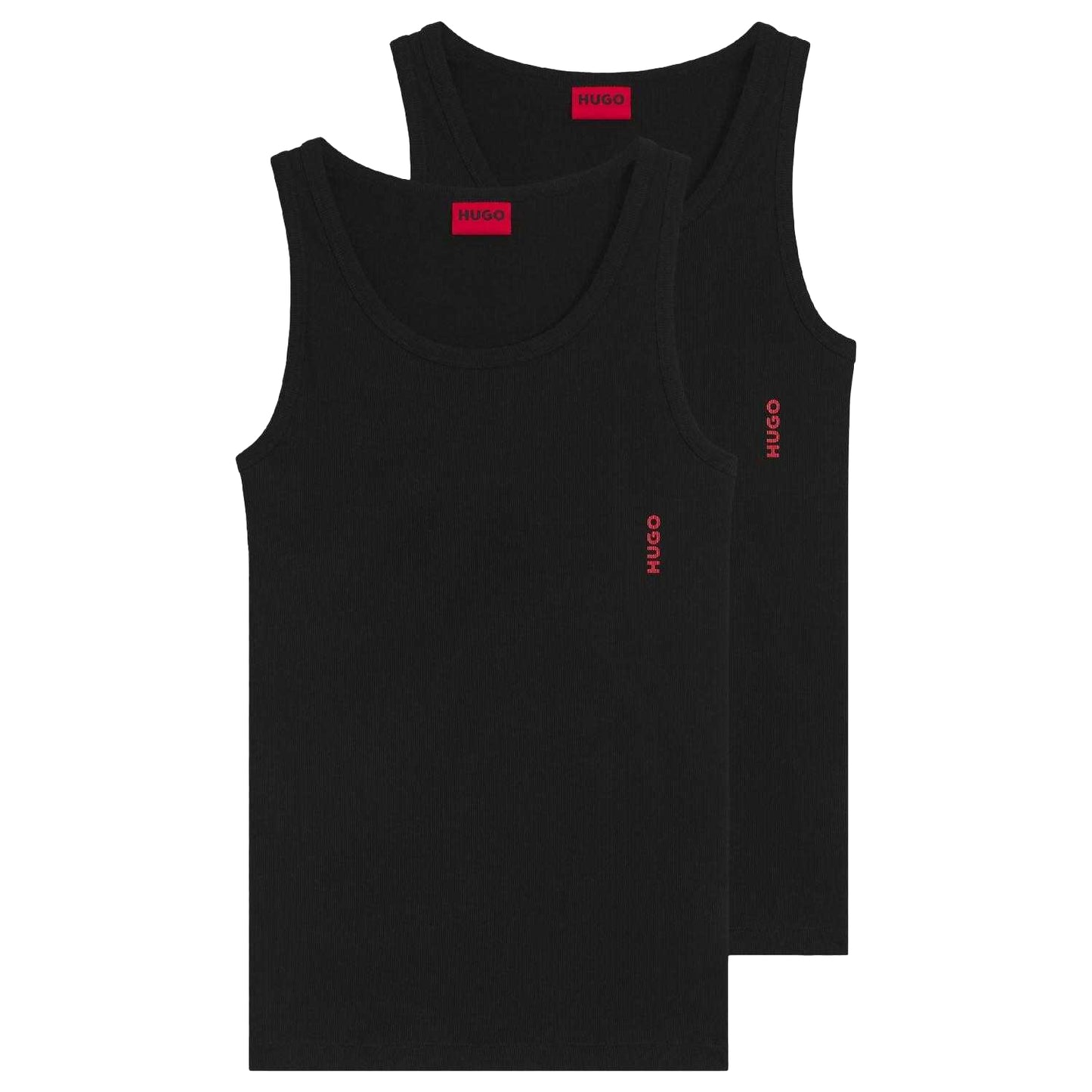 Black - Front - Hugo Mens Stretch Tank Top (Pack of 2)