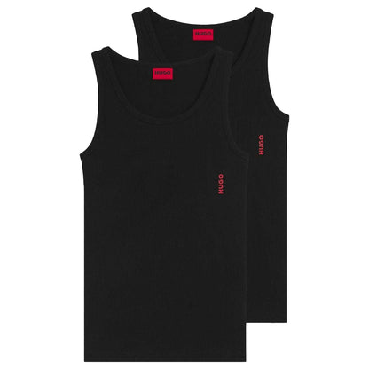 Black - Front - Hugo Mens Stretch Tank Top (Pack of 2)