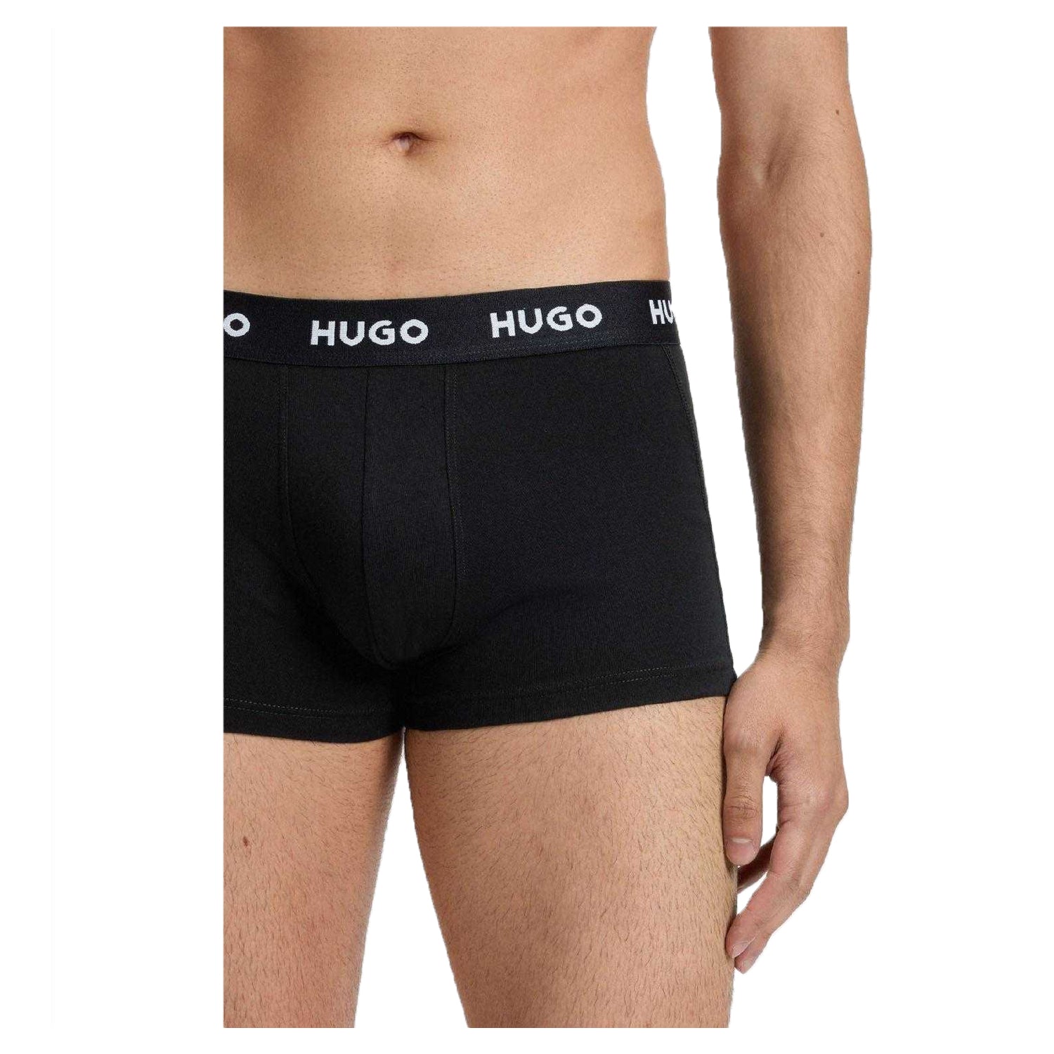 Black - Side - Hugo Mens Logo Boxer Shorts (Pack of 3)