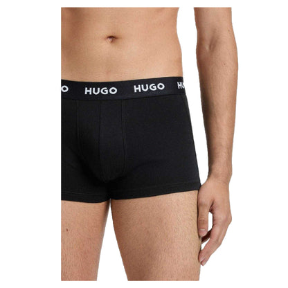 Black - Side - Hugo Mens Logo Boxer Shorts (Pack of 3)