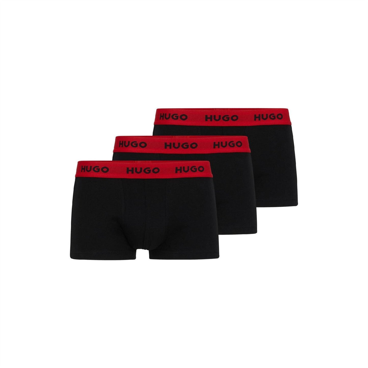 Black-Red - Front - Hugo Mens Logo Boxer Shorts (Pack of 3)