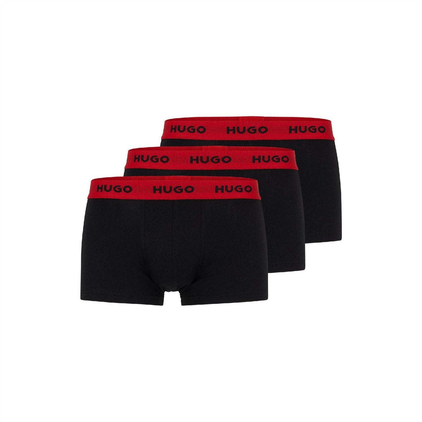 Black-Red - Back - Hugo Mens Logo Boxer Shorts (Pack of 3)