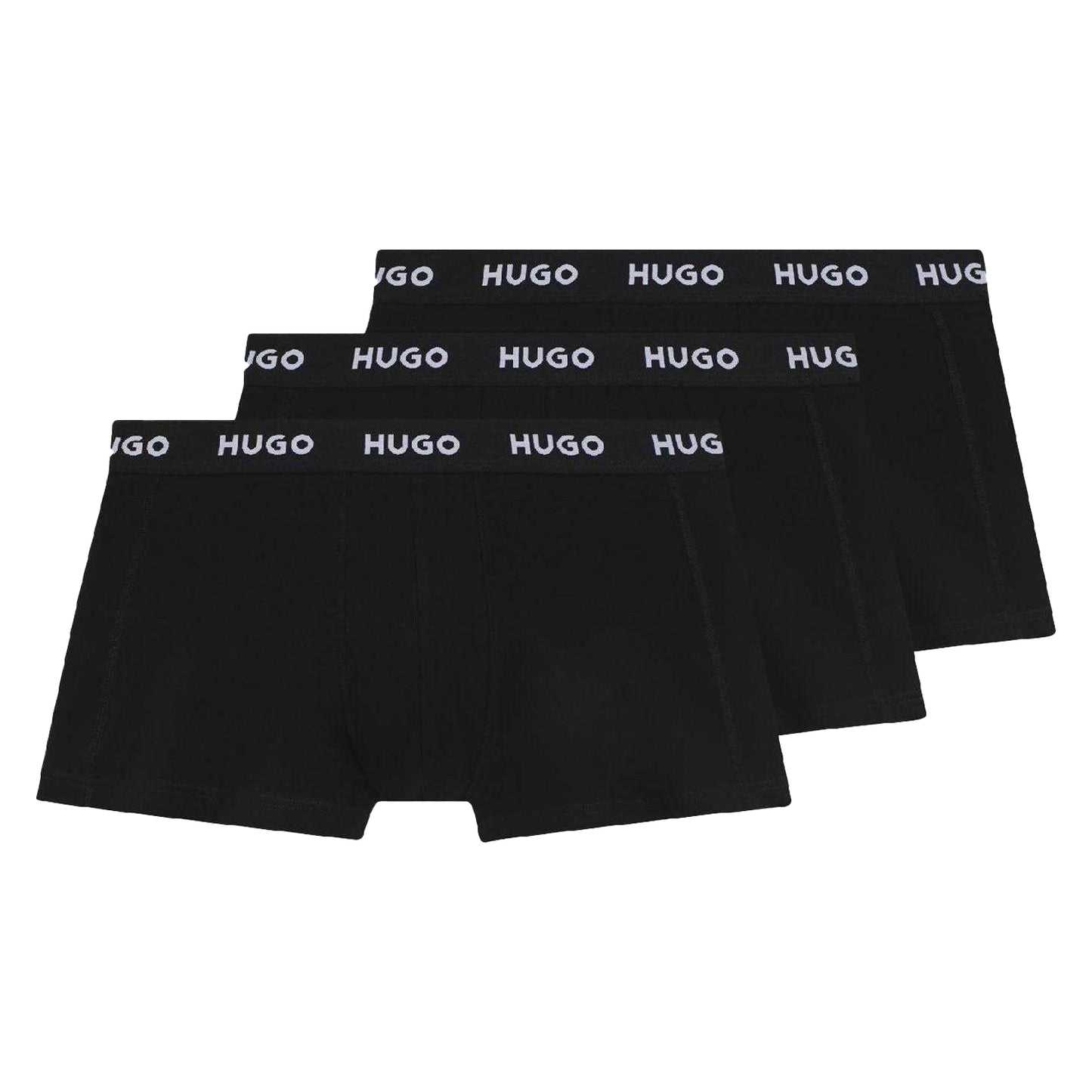 Black - Front - Hugo Mens Logo Boxer Shorts (Pack of 3)