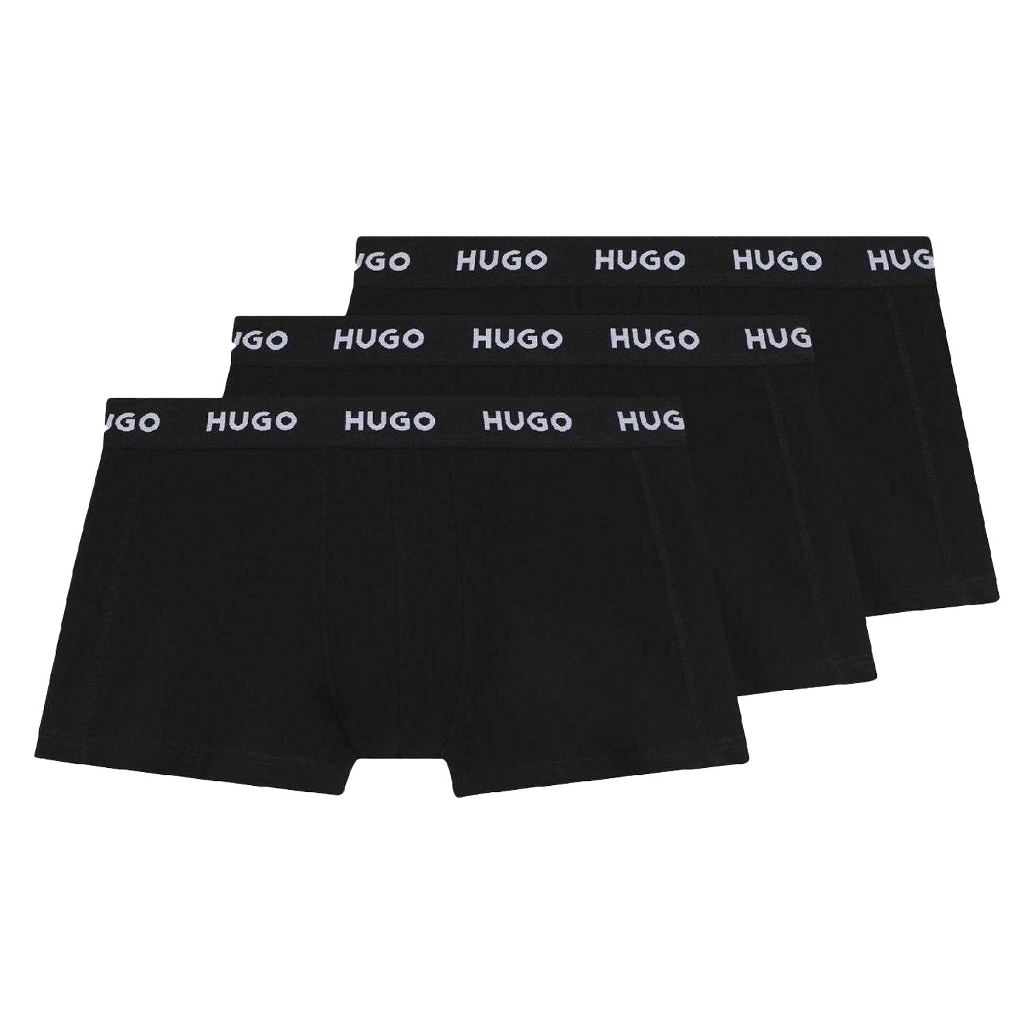 Black - Front - Hugo Mens Logo Boxer Shorts (Pack of 3)