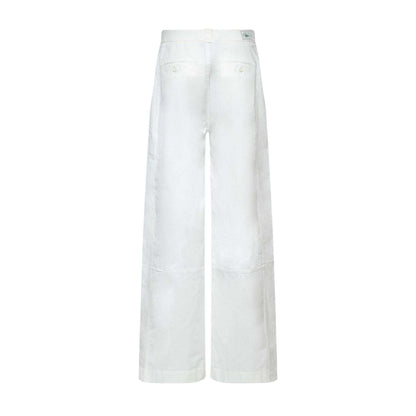 Cream - Back - Lacoste Womens-Ladies Gabardine Trousers