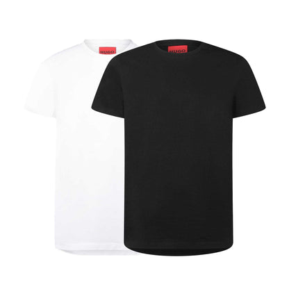 Black-White - Front - Hugo Mens Slim T-Shirt (Pack of 2)
