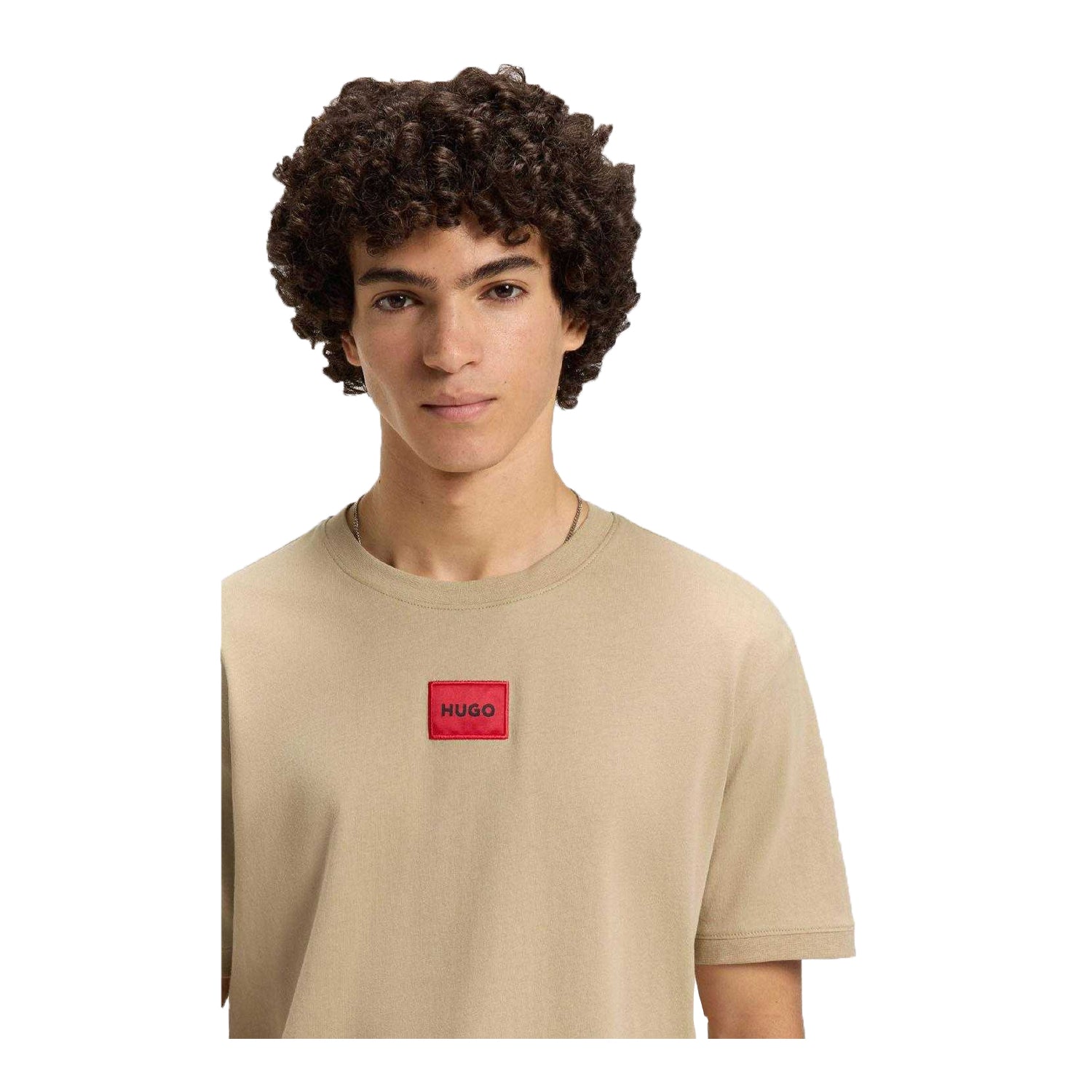 Beige - Side - Hugo Mens Diragolino212 Logo T-Shirt