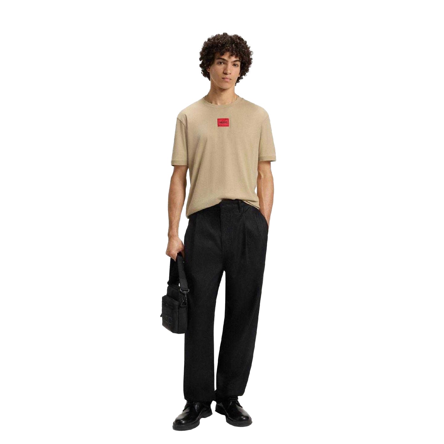 Beige - Lifestyle - Hugo Mens Diragolino212 Logo T-Shirt