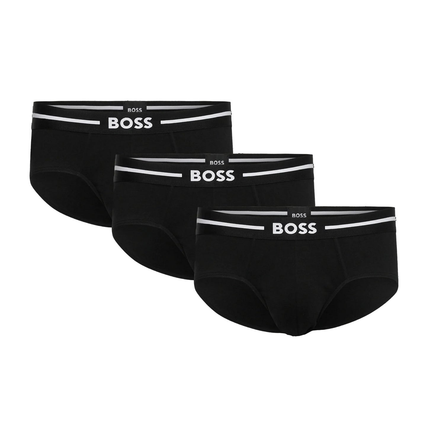 Black - Front - Boss Mens Logo Briefs (Pack of 3)