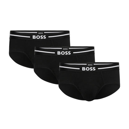 Black - Front - Boss Mens Logo Briefs (Pack of 3)