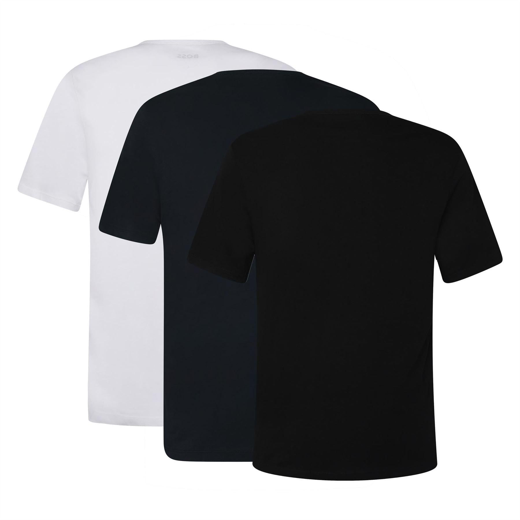 Black-Navy-White - Back - Boss Mens V Neck T-Shirt (Pack of 3)