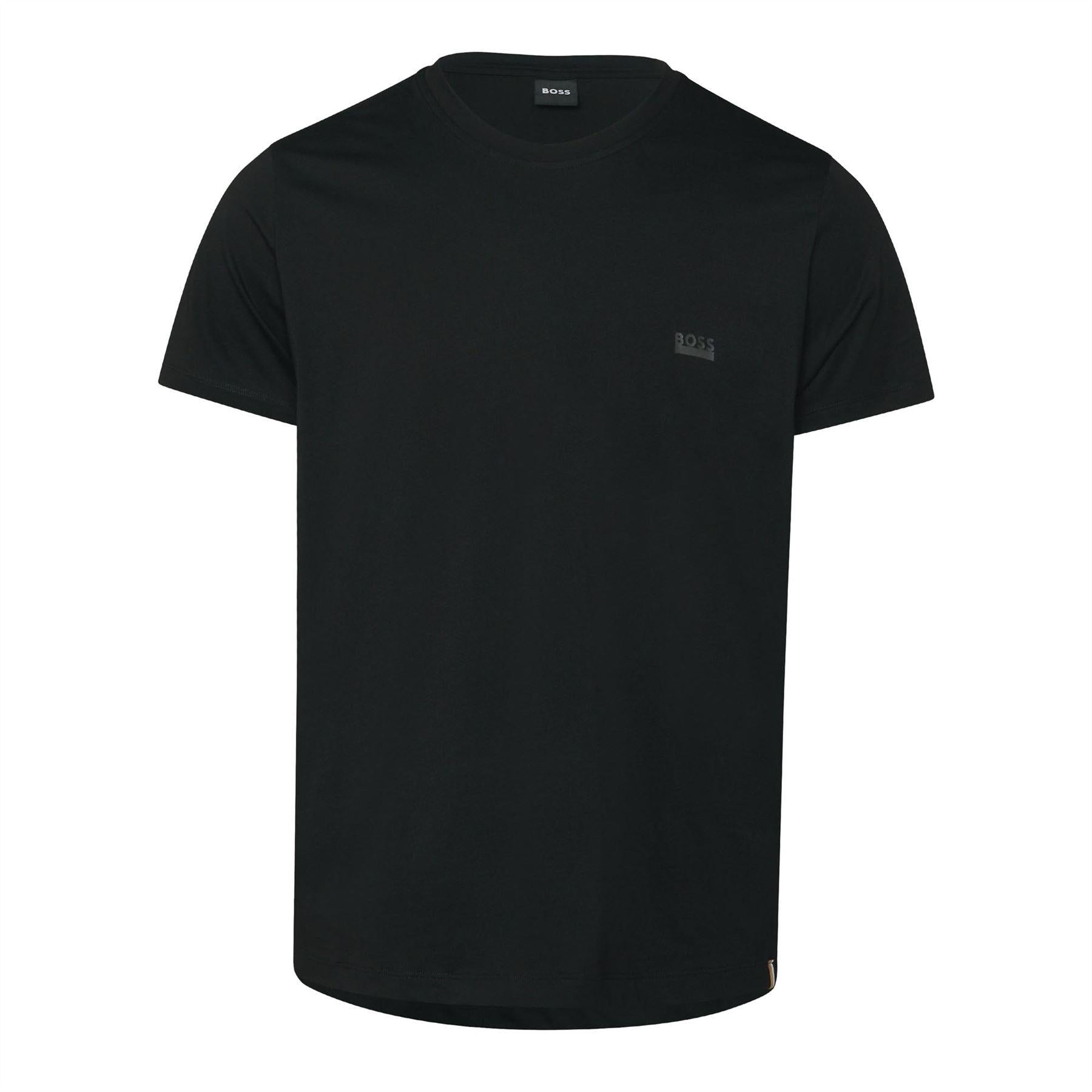 Black - Front - Boss Mens Contrast Logo Cotton Regular T-Shirt