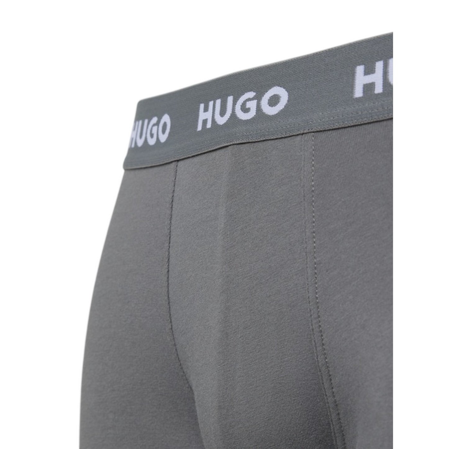 Grey-Brown-Black - Back - Hugo Mens Stretch Boxer Shorts (Pack of 3)
