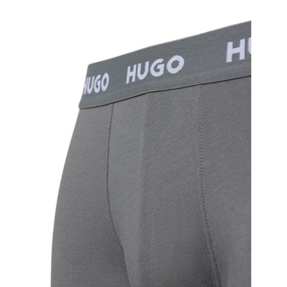Grey-Brown-Black - Back - Hugo Mens Stretch Boxer Shorts (Pack of 3)