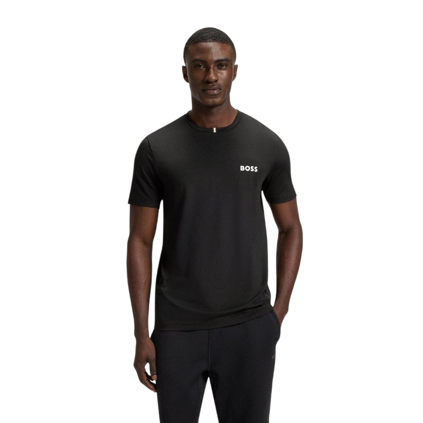 Black - Back - Boss Mens Pique Odour Control Slim T-Shirt