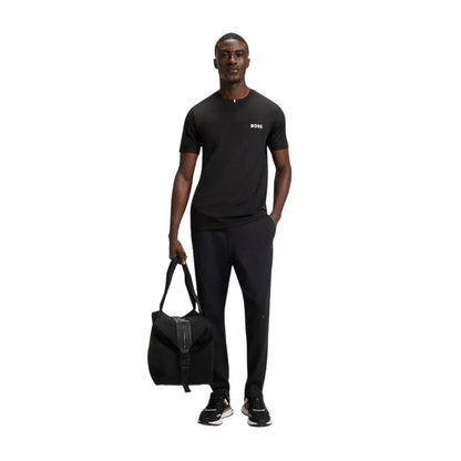 Black - Side - Boss Mens Pique Odour Control Slim T-Shirt