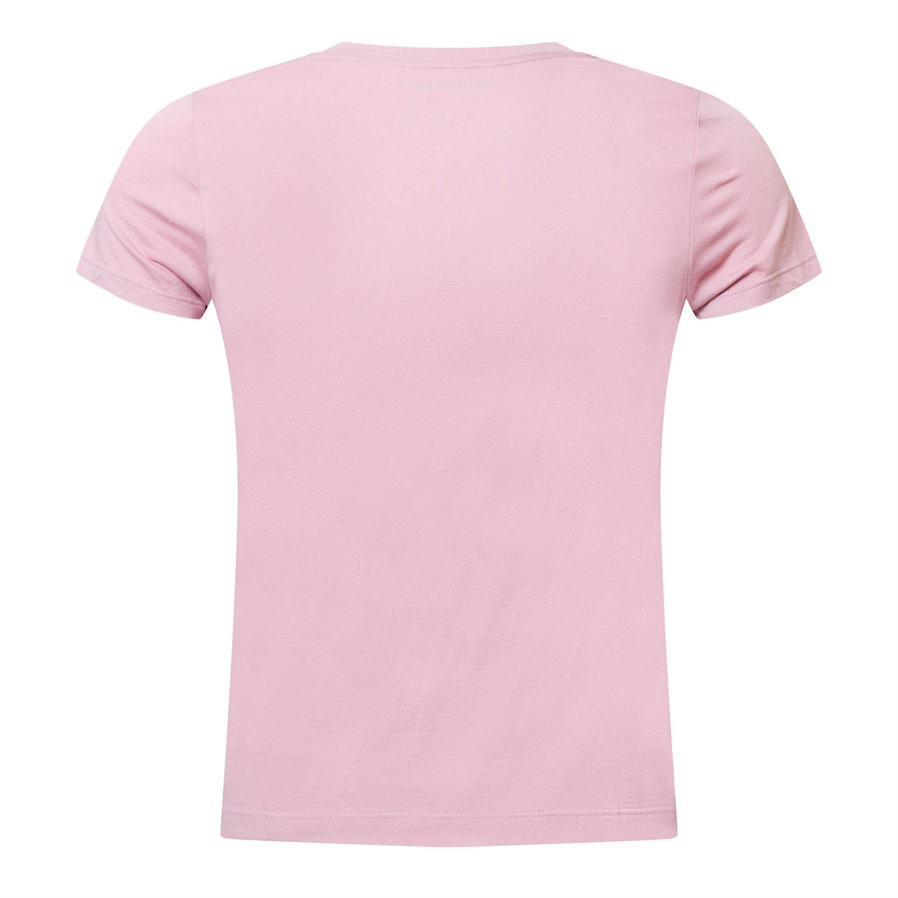Pink - Back - DKNY Womens-Ladies Logo Crew Neck T-Shirt