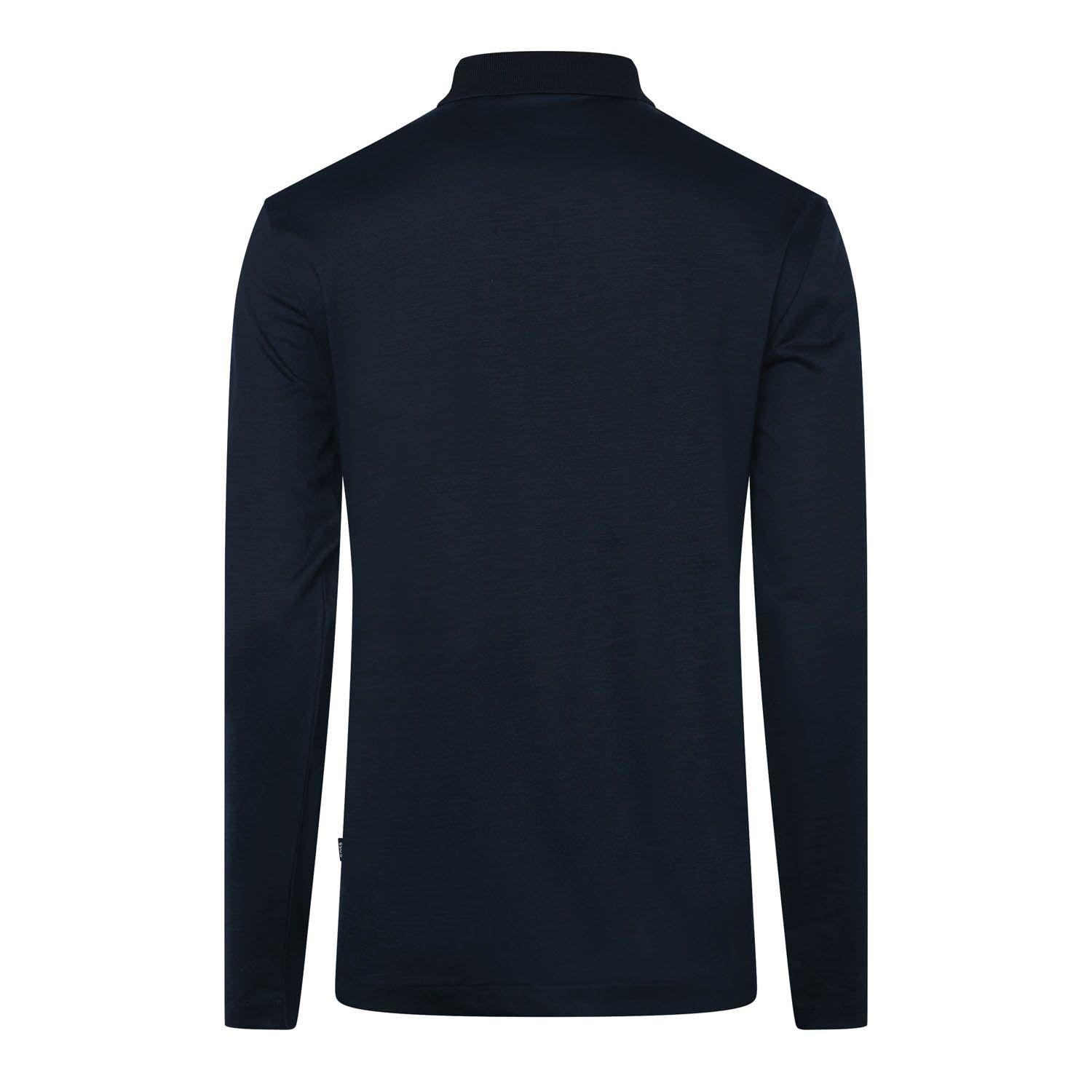 Dark Blue - Back - Hugo Boss Mens H-Pado 110 Long-Sleeved Polo Shirt