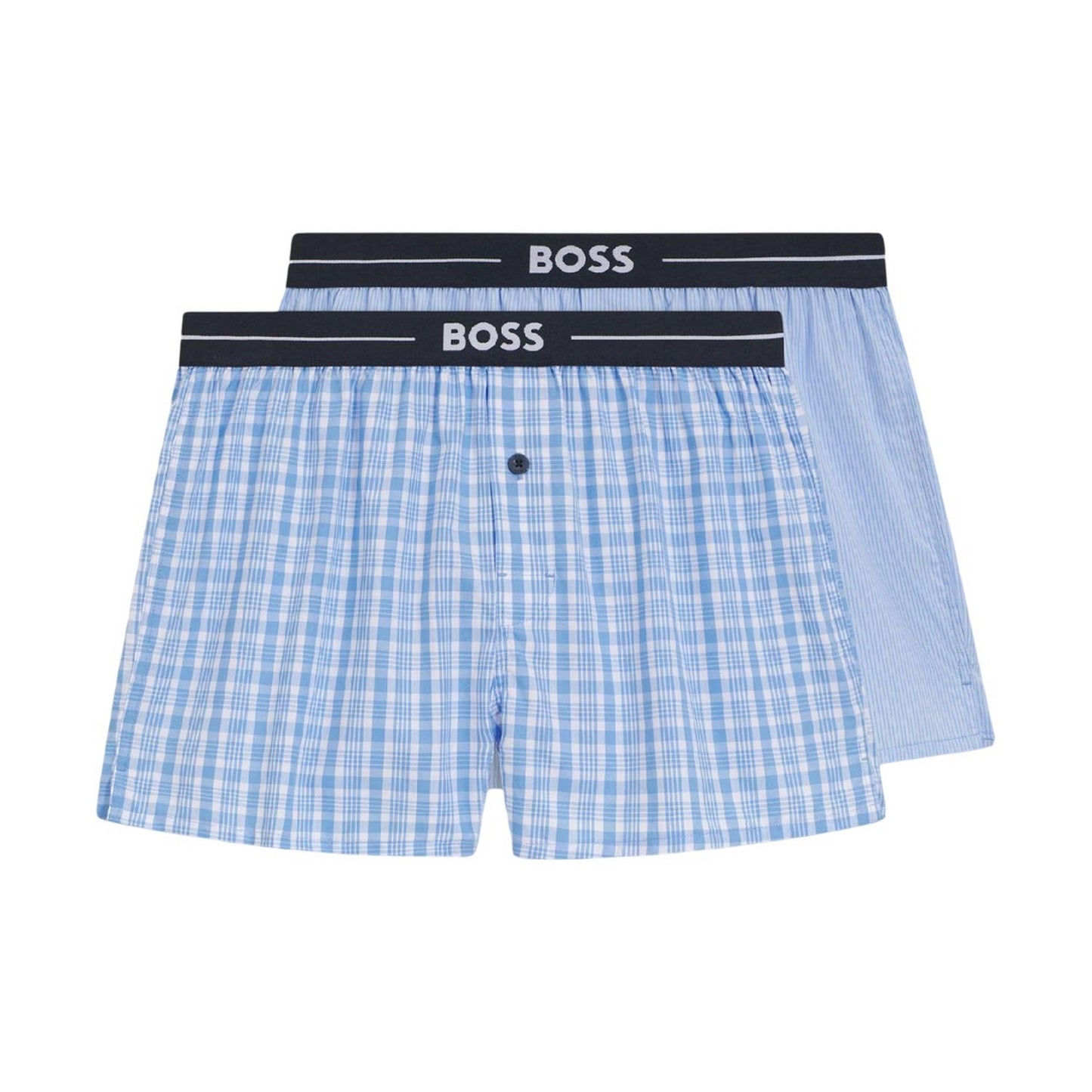 Blue - Front - Boss Mens Cotton Pyjama Shorts (Pack of 2)