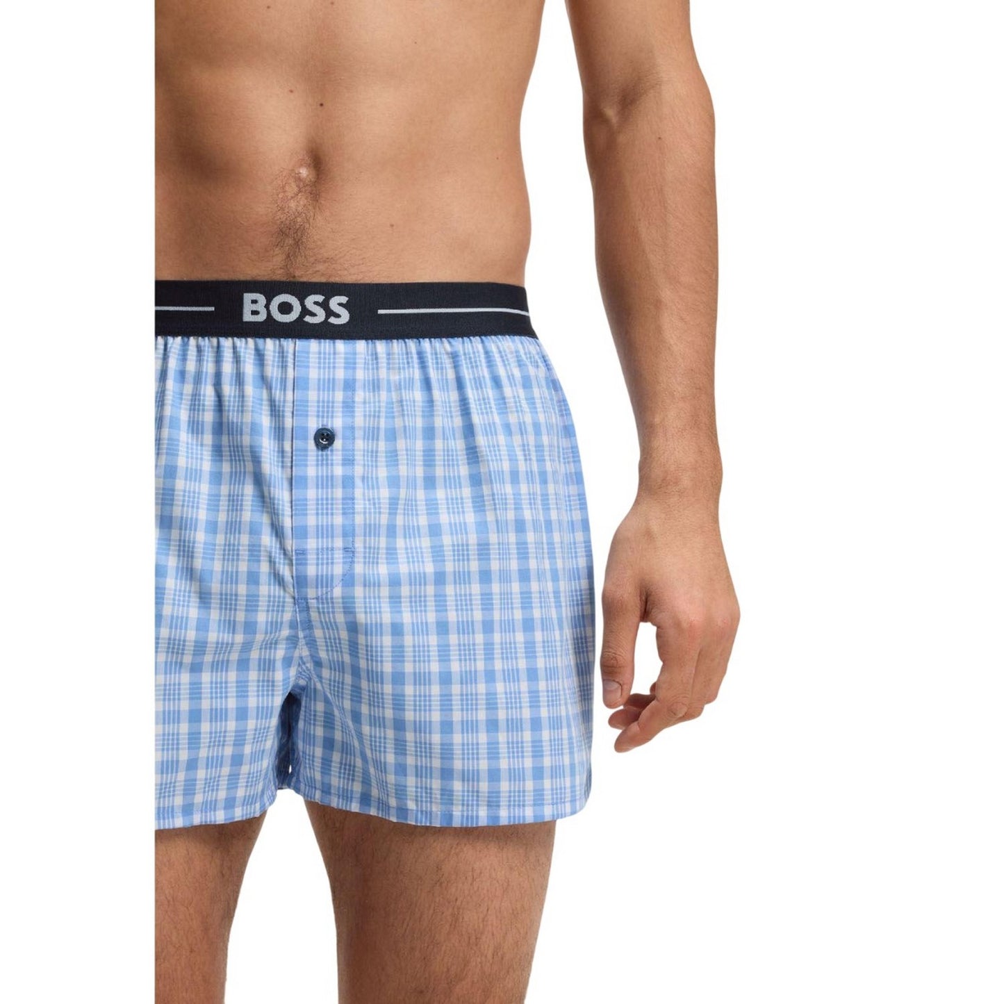 Blue - Back - Boss Mens Cotton Pyjama Shorts (Pack of 2)