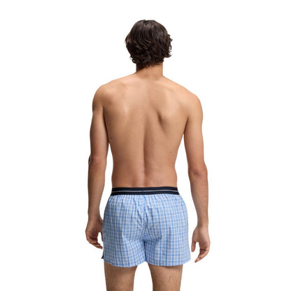Blue - Side - Boss Mens Cotton Pyjama Shorts (Pack of 2)