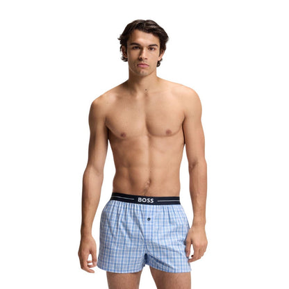 Blue - Lifestyle - Boss Mens Cotton Pyjama Shorts (Pack of 2)