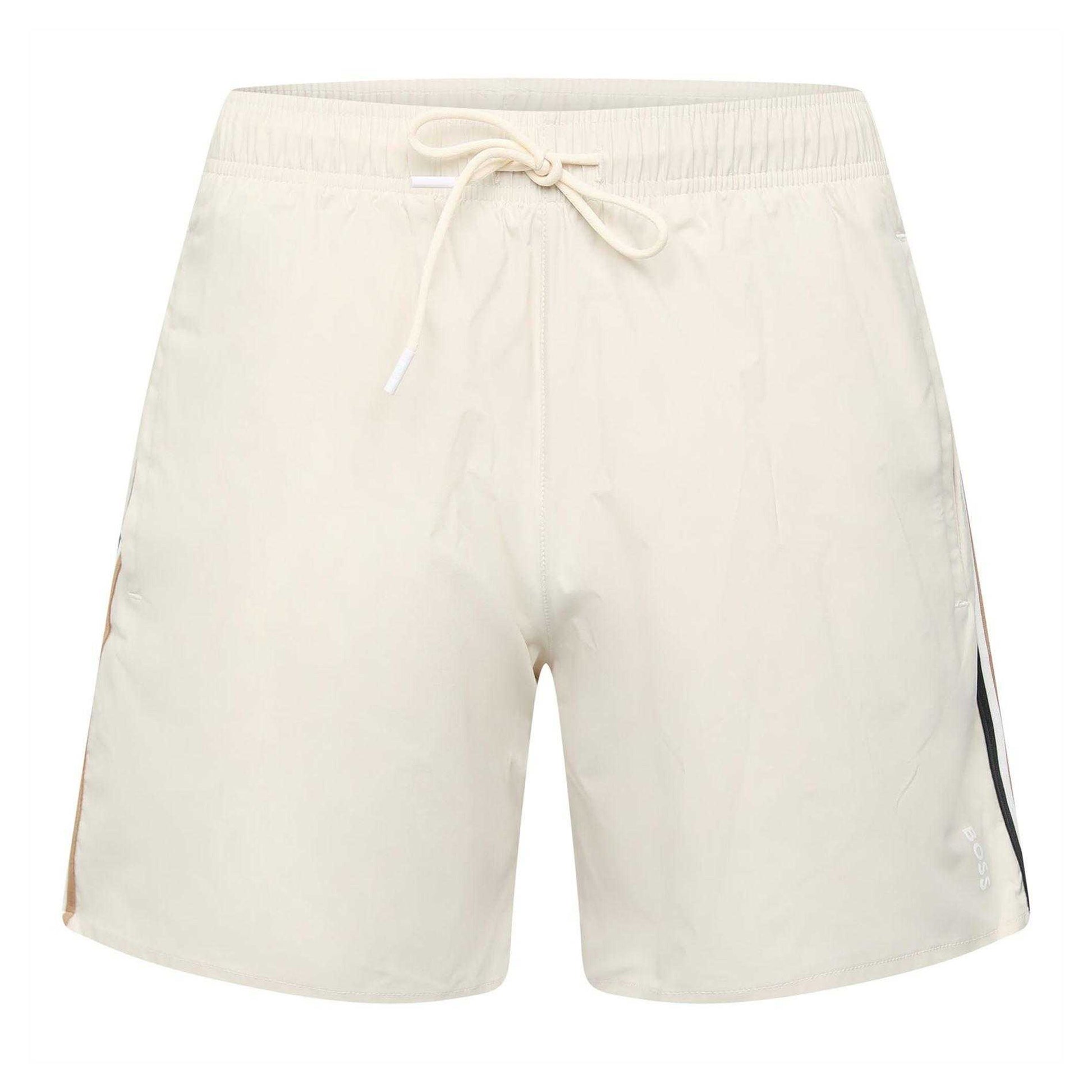 White - Front - Boss Mens Iconic Logo Swim Shorts