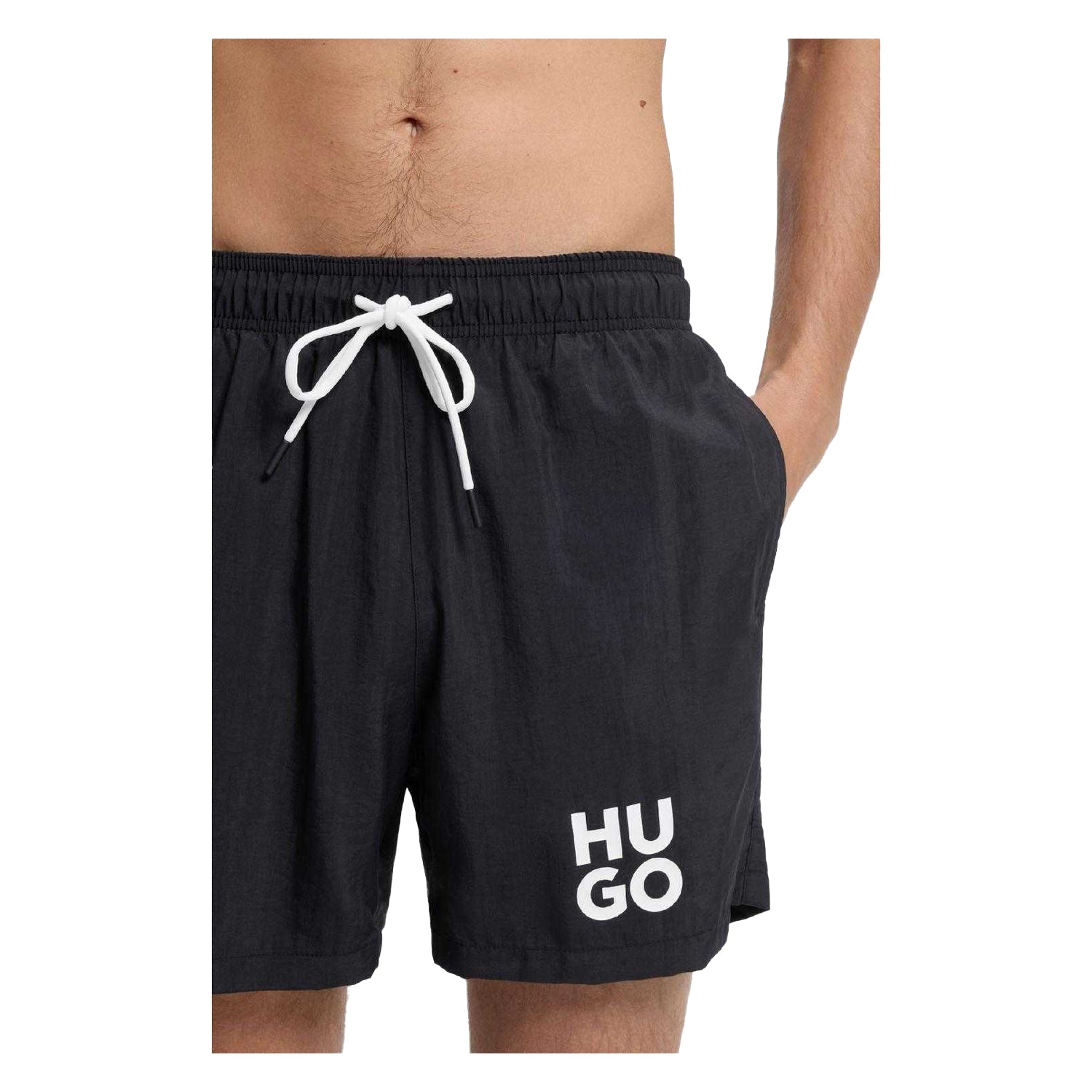 Black - Side - Hugo Mens Paolo Quick Dry Swim Shorts