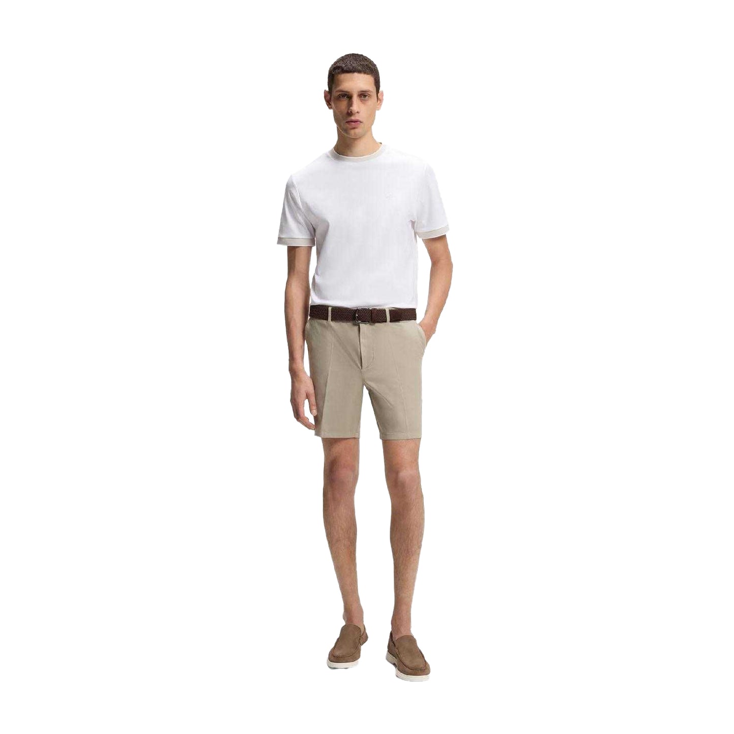 Beige - Side - Boss Mens H-Kane1 Modern Shorts