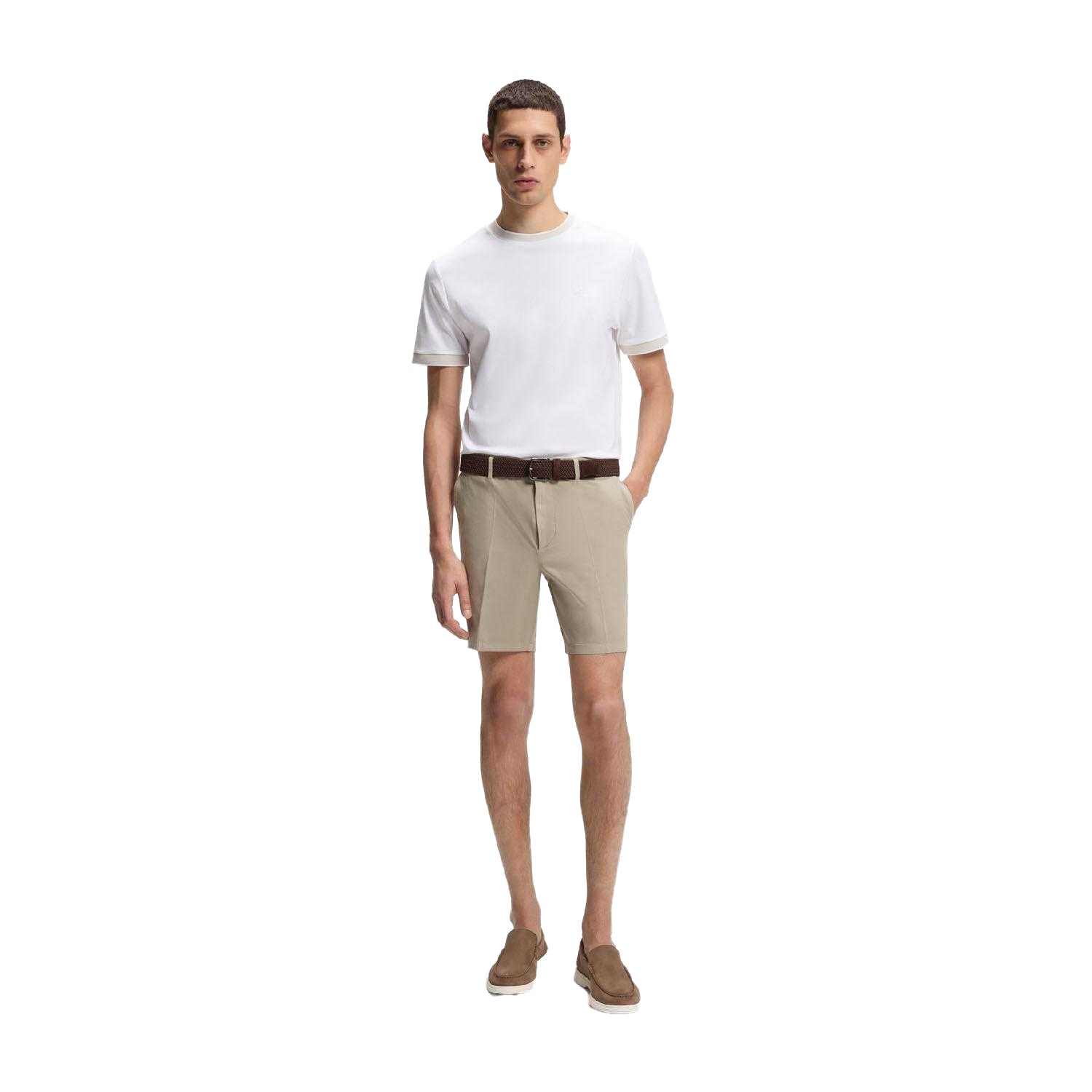 Beige - Side - Boss Mens H-Kane1 Modern Shorts