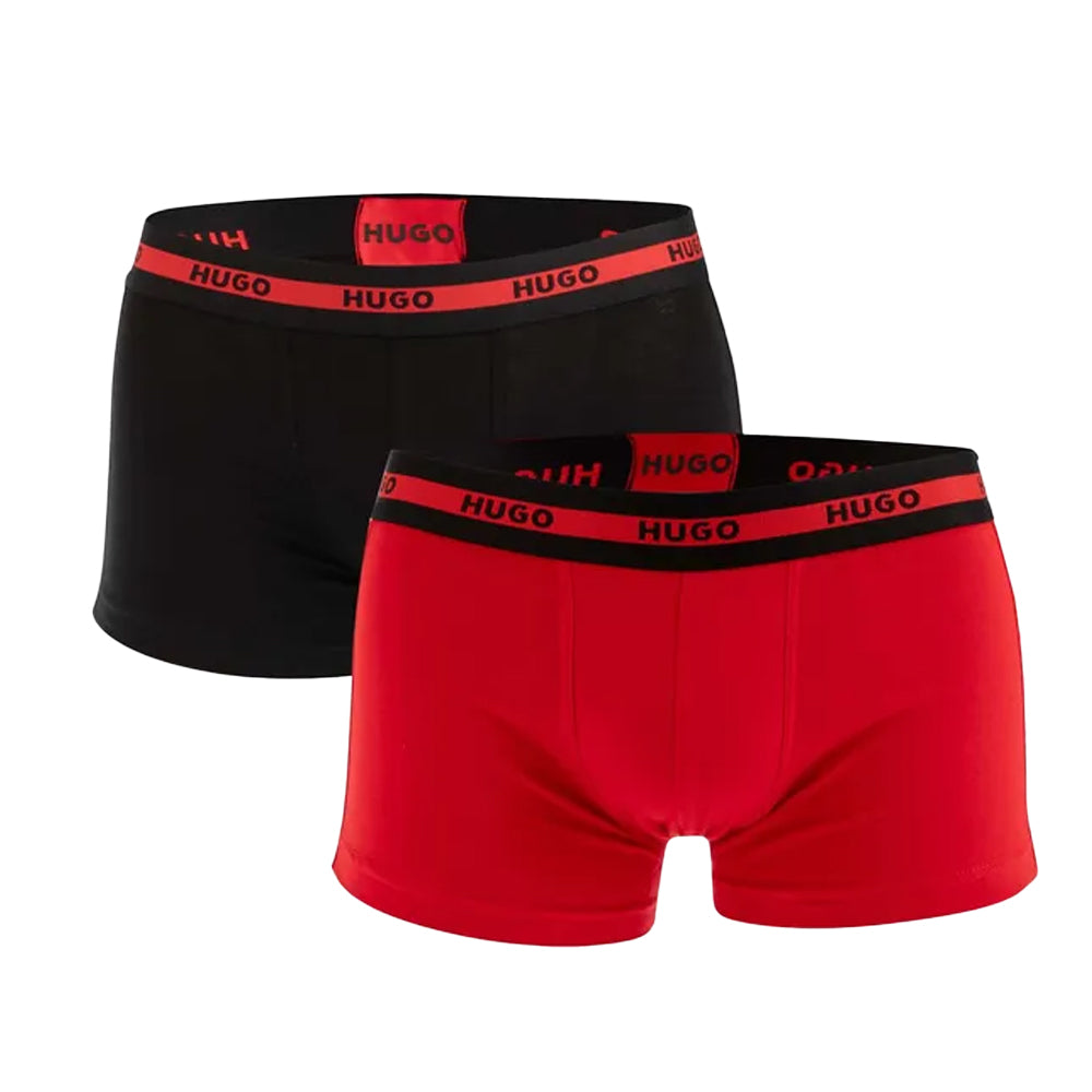 Red-Black - Front - Hugo Mens Boxer Shorts (Pack of 2)