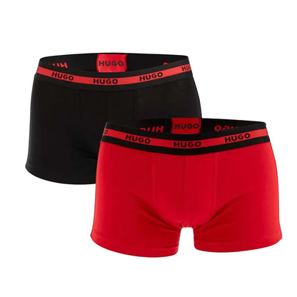 Red-Black - Front - Hugo Mens Boxer Shorts (Pack of 2)