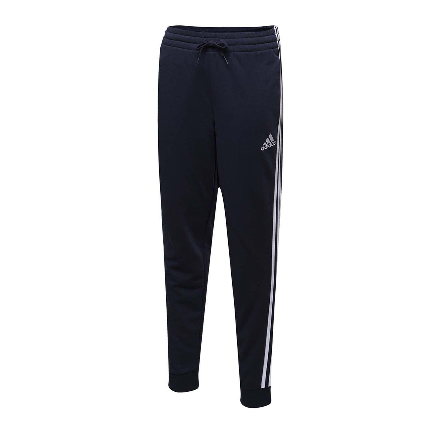 Navy - Front - Adidas Mens Essentials French Terry 3 Stripes Jogging Bottoms