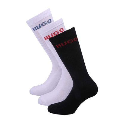 Multicoloured - Back - Hugo Mens Logo Quarter Socks (Pack of 6)