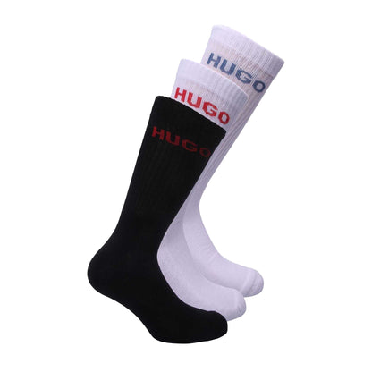 Multicoloured - Front - Hugo Mens Logo Quarter Socks (Pack of 6)