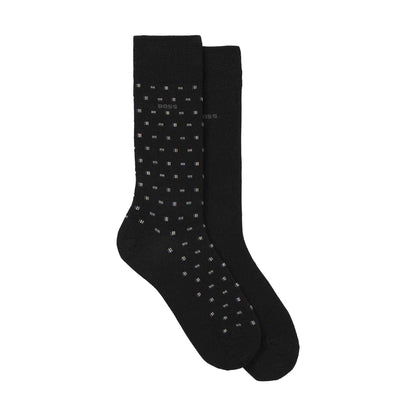 Black - Back - Boss Mens Mercerised Cotton Regular Socks (Pack of 2)