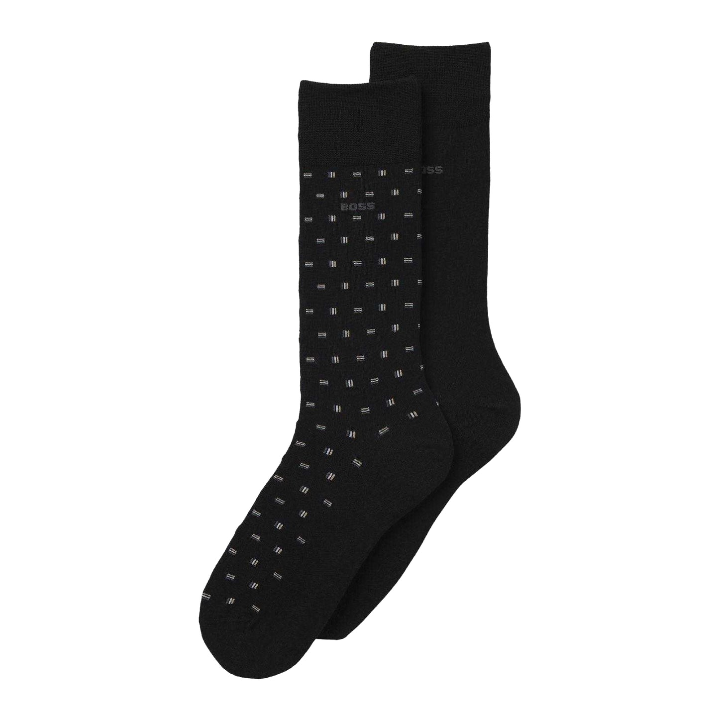 Black - Front - Boss Mens Mercerised Cotton Regular Socks (Pack of 2)