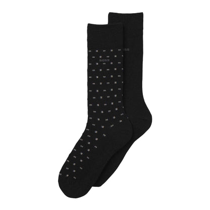 Black - Front - Boss Mens Mercerised Cotton Regular Socks (Pack of 2)