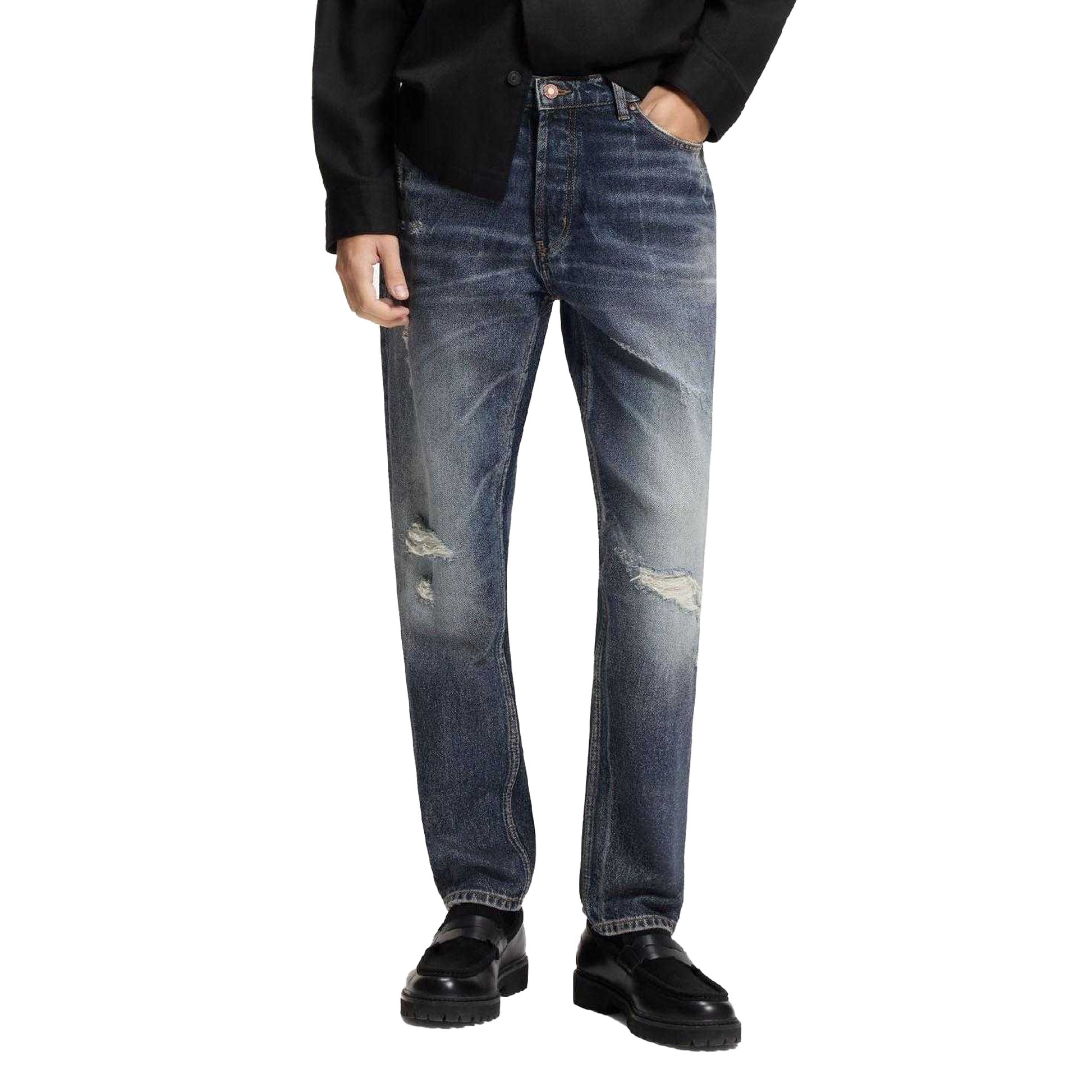 Navy - Side - Hugo Mens 634 Tapered Jeans