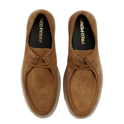 Tan - Front - Fred Perry Mens Dawson Suede Low Trainers