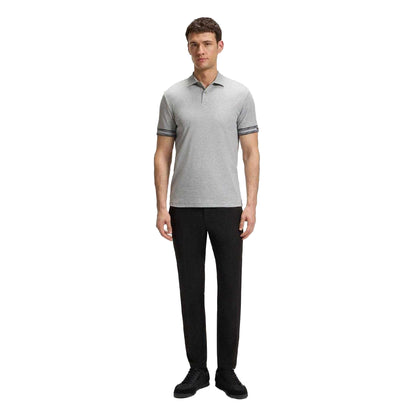 Silver - Lifestyle - Boss Mens Zone Stripe Cuffed Slim Polo Shirt