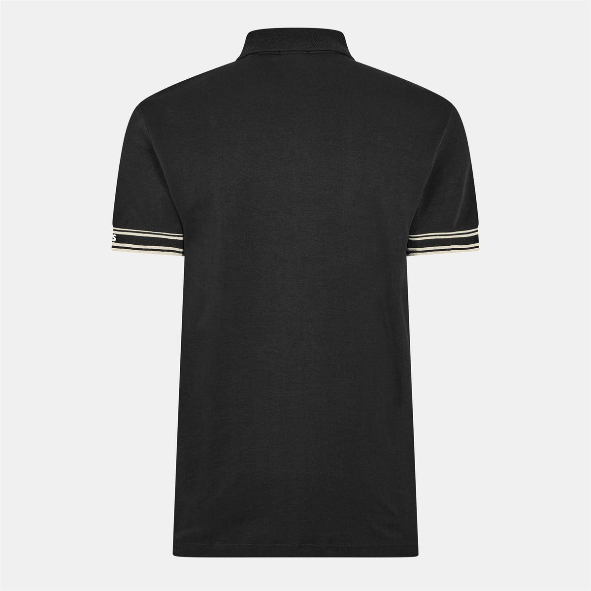 Black - Back - Boss Mens Zone Stripe Cuffed Slim Polo Shirt