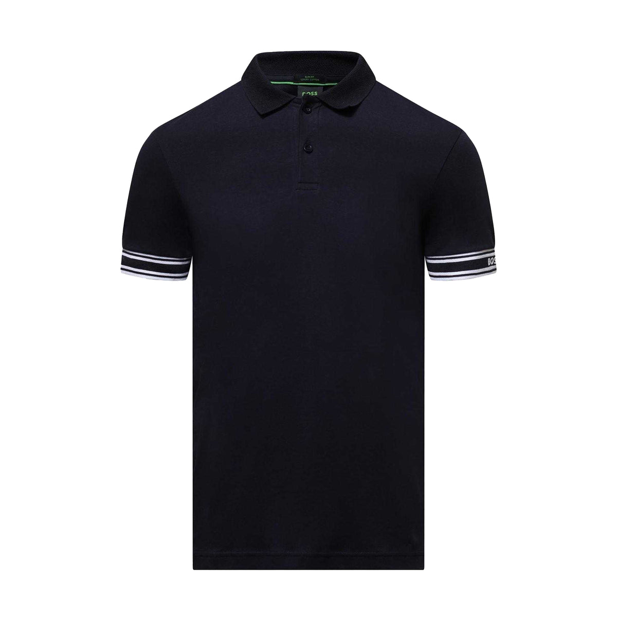 Dark Blue - Front - Boss Mens Zone Stripe Cuffed Slim Polo Shirt