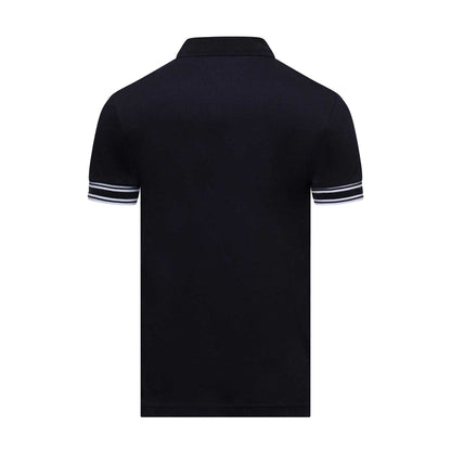 Dark Blue - Back - Boss Mens Zone Stripe Cuffed Slim Polo Shirt