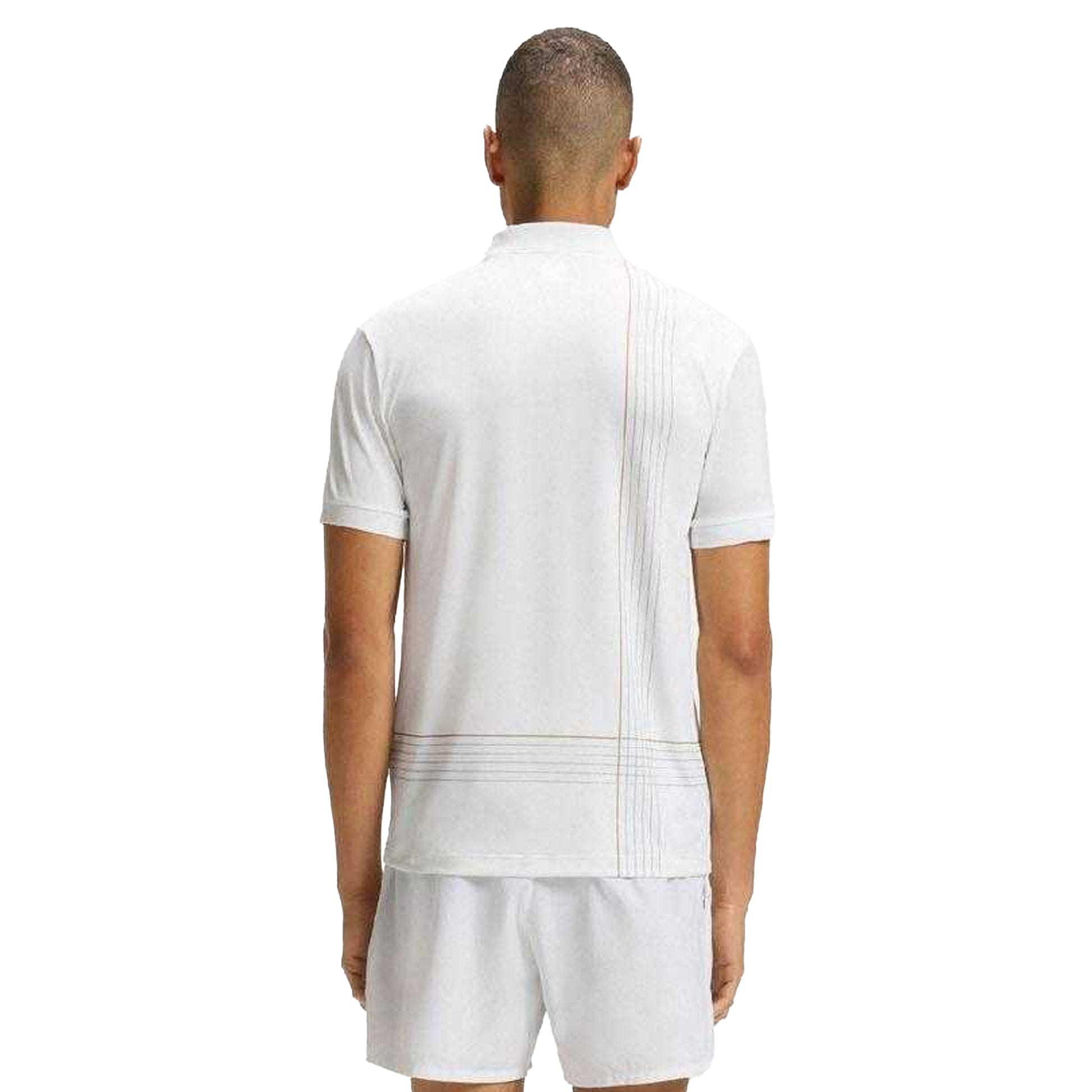 White - Back - Boss Mens Checked Quick Dry Slim Polo Shirt