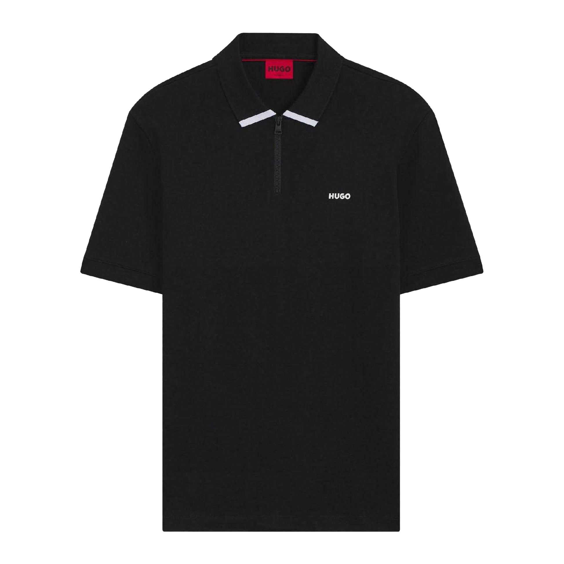 Black - Front - Hugo Mens Dalomino Contrast Logo Polo Shirt