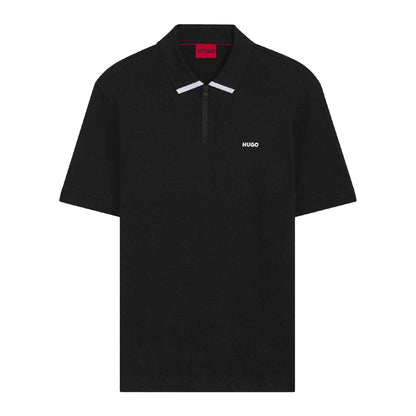 Black - Front - Hugo Mens Dalomino Contrast Logo Polo Shirt