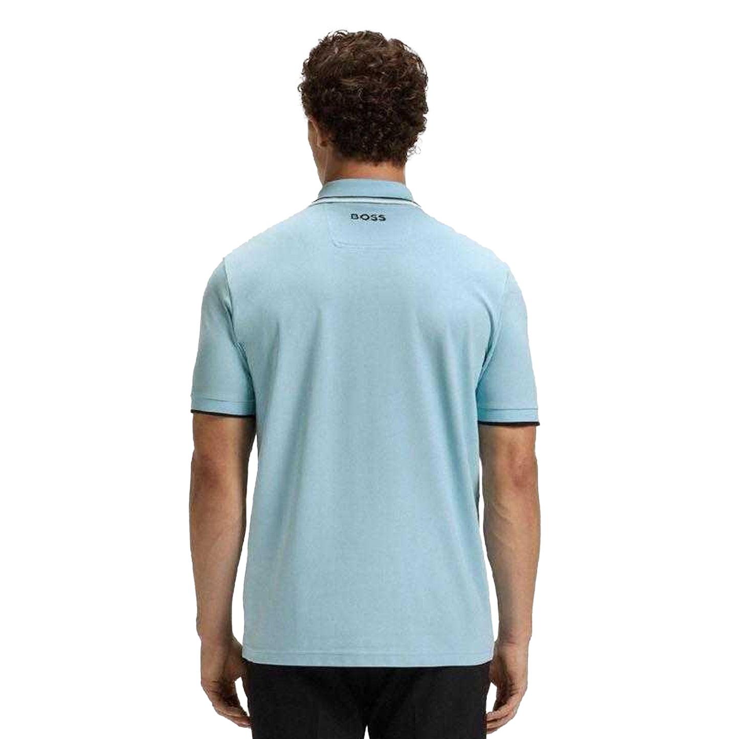 Blue - Back - Boss Mens Paddy Pro Pique Regular Polo Shirt