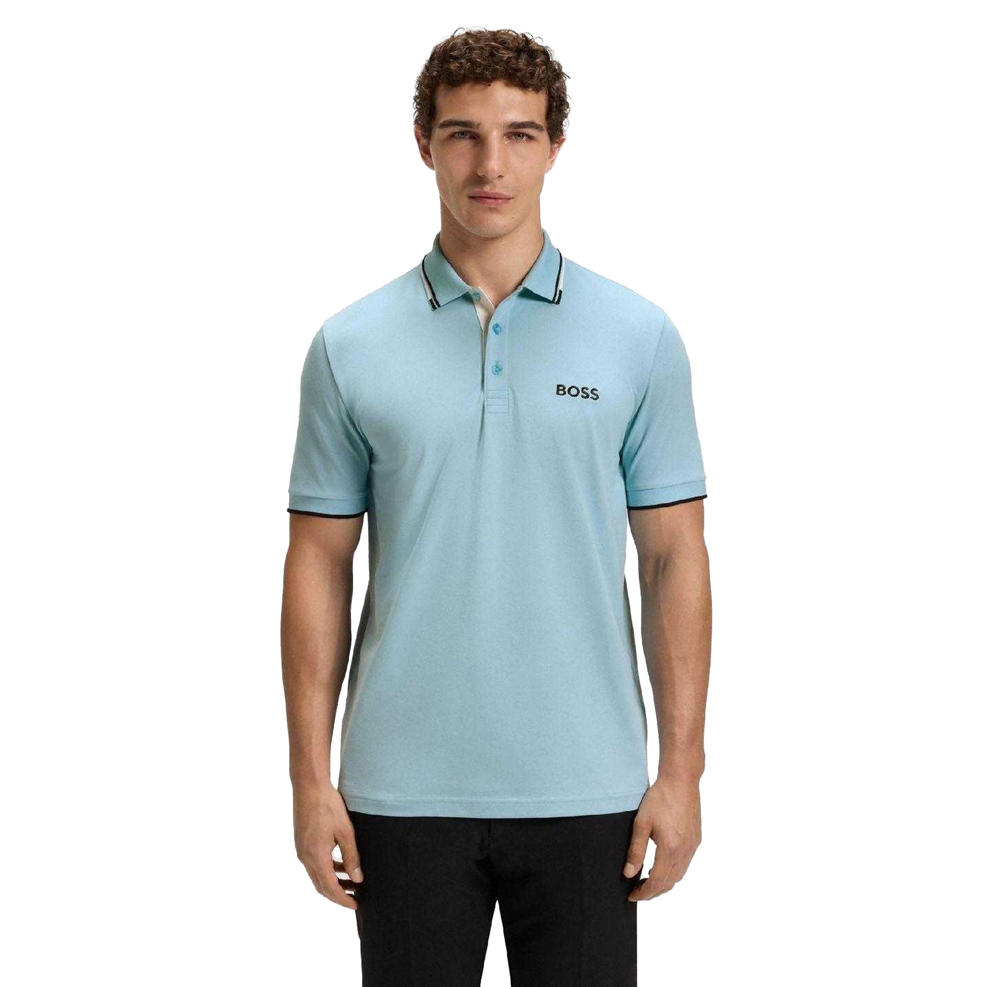 Blue - Side - Boss Mens Paddy Pro Pique Regular Polo Shirt