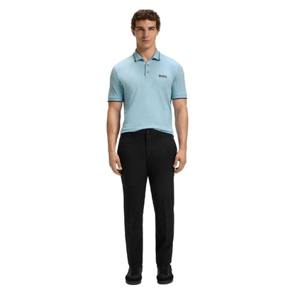 Blue - Pack Shot - Boss Mens Paddy Pro Pique Regular Polo Shirt